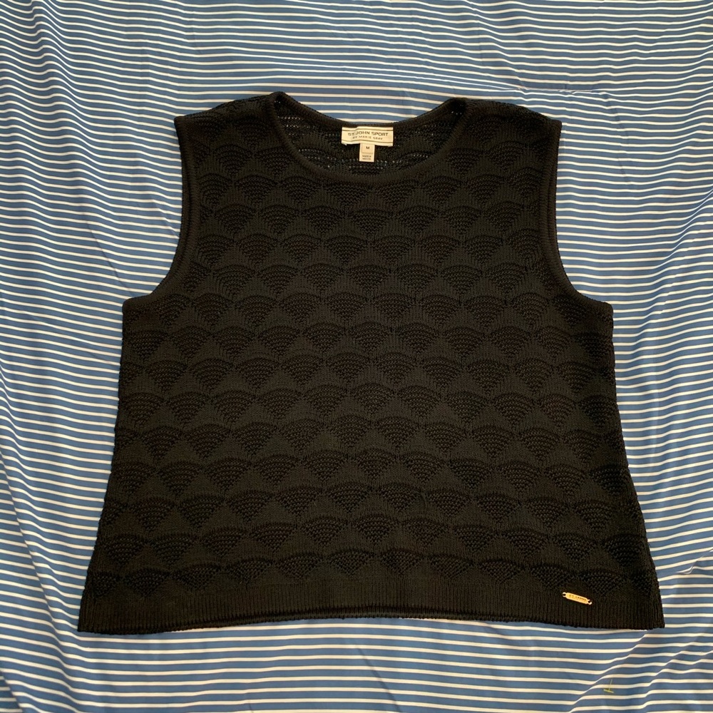 St John Black knit with geometric detail Tank top